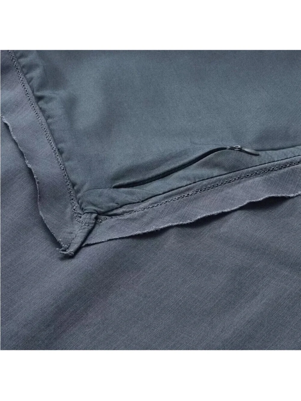 Studio McGee King Raw Edge Hemstitch Blue Cotton Comforter & Sham Set